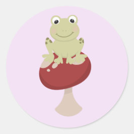 Pegatina Redonda Rana en hongo