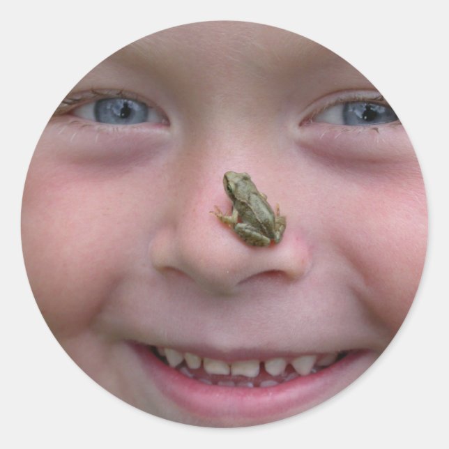 Pegatina Redonda Rana En La Nariz (Anverso)