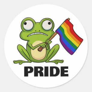 Pegatina Redonda Rana LGBT con bandera de orgullo