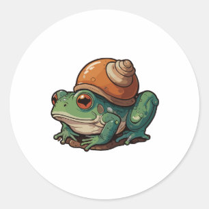 Pegatina Redonda Rana personalizado con caparazón de caracol