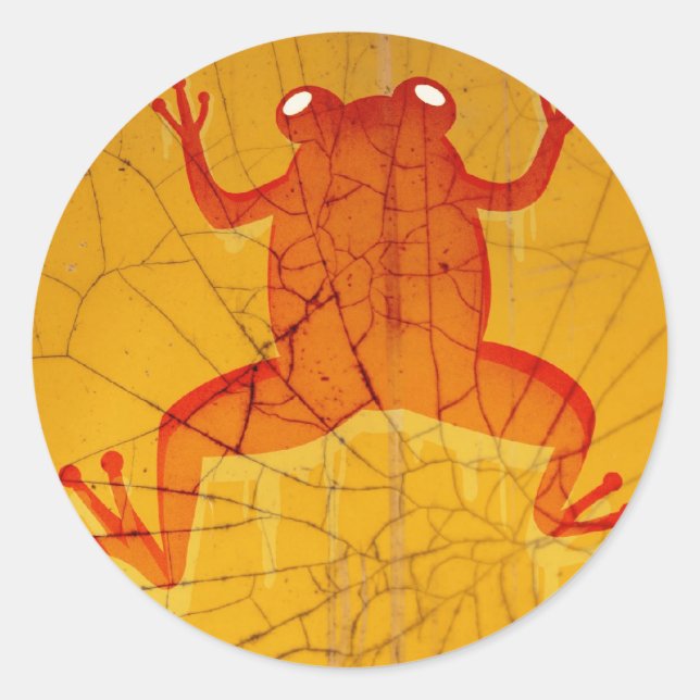 Pegatina Redonda Rana roja (Anverso)