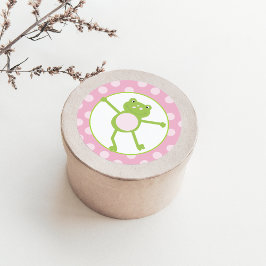 Pegatina Redonda Rana Saltarina en Stickers de Favorito Rosa