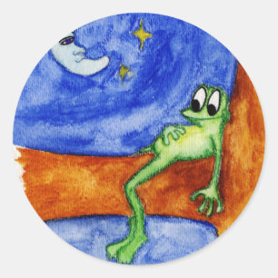 Pegatina Redonda rana tendida en el árbol