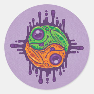 Pegatina Redonda Rana Trippy Drippy Yin Yang
