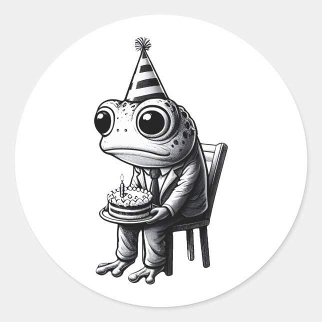 Pegatina Redonda Rana triste Feliz cumpleaños (Anverso)
