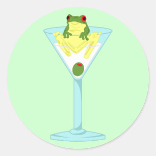 Pegatina Redonda Rana y oliva en vidrio Martini