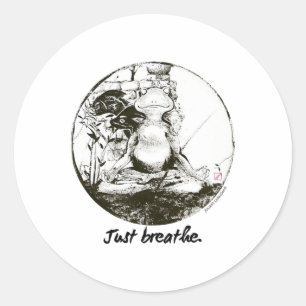Pegatina Redonda Rana Zen Yoga Solo Respiración Meditación Arte Tin