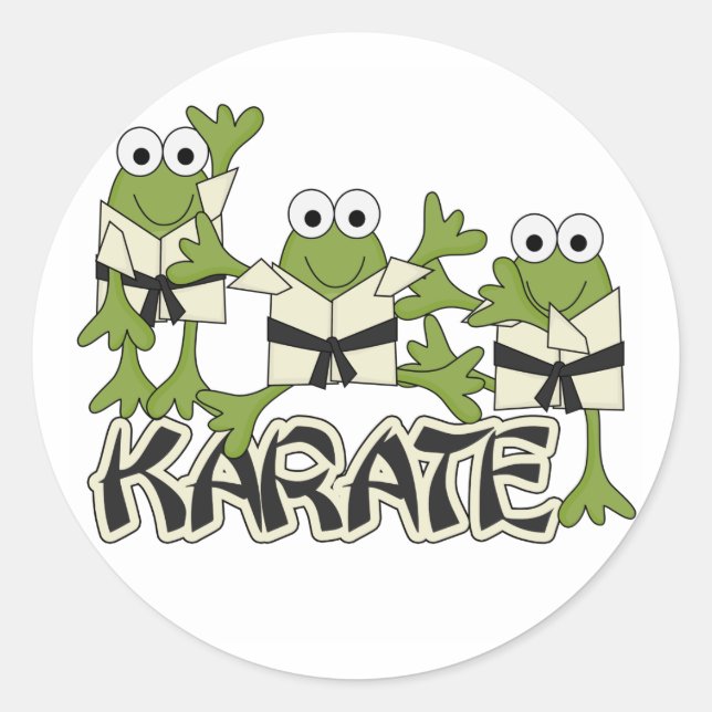 Pegatina Redonda Ranas de karate camisetas y regalos (Anverso)