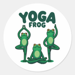 Pegatina Redonda Ranas de yoga