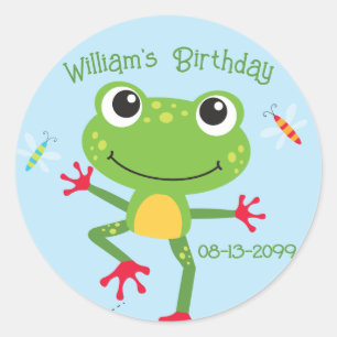 Pegatina Redonda Ranas Frogtastic Salto Ranas Niños Napkins Cumplea