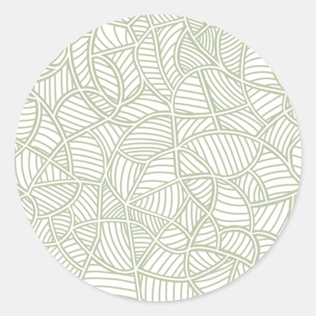 Pegatina Redonda Random Leaf Mosaic Pale Green (Anverso)