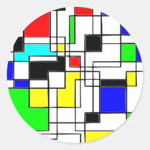 Pegatina Redonda Random Squares Homage A Mondrian
