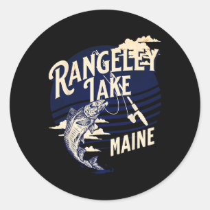 Pegatina Redonda Rangeley Lake Maine pesca con mosca trucha B Fishe