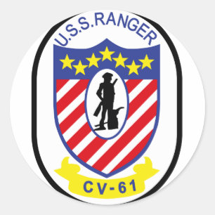 Pegatina Redonda Ranger de USS (CV-61)