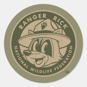 Pegatina Redonda Ranger Rick   Logo de Rick Khaki