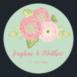 Pegatina Redonda Ranunculus Mint Floral Wedding Stickers<br><div class="desc">Estos stickers de boda presentan flores de ranunculus. Puede personalizar estos pegatinas con sus nombres y fecha de boda. Haga clic en el botón "Personalizar" para obtener más opciones si necesita cambiar el tamaño del texto o desea agregar texto adicional. Estos pegatinas son ideales para ser usados como pegatinas de...</div>