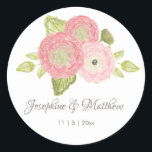 Pegatina Redonda Ranunculus Peach Floral Wedding Stickers<br><div class="desc">Estos stickers de boda presentan flores de ranunculus. Puede personalizar estos pegatinas con sus nombres y fecha de boda. Haga clic en el botón "Personalizar" para obtener más opciones si necesita cambiar el tamaño del texto o desea agregar texto adicional. Estos pegatinas son ideales para ser usados como pegatinas de...</div>