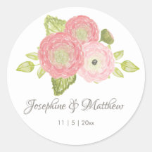 Ranunculus Peach Floral Wedding Stickers