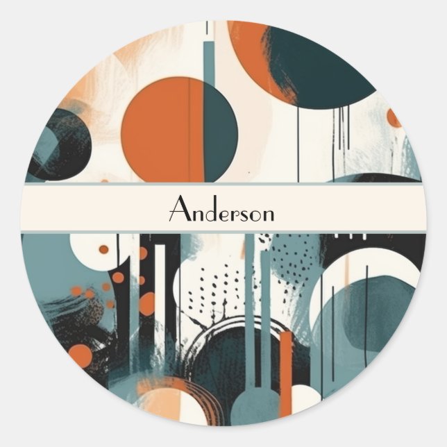 Pegatina Redonda Ranura de Scandi, personalizado (Anverso)