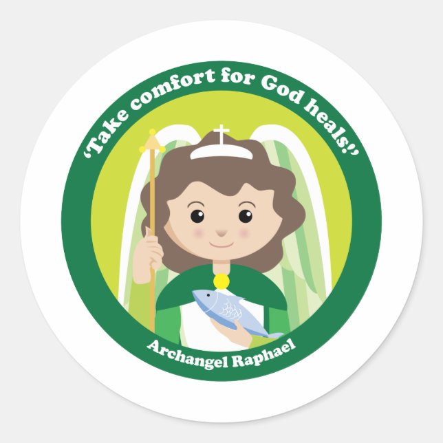 Pegatina Redonda Raphael del St. el arcángel (Anverso)