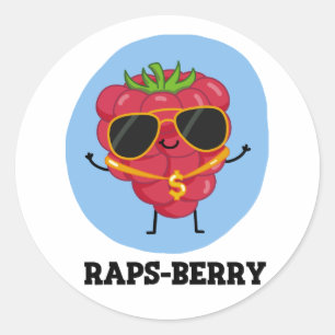 Pegatina Redonda Raps-berry Funny Rapper Raspberry Pun
