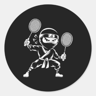 Pegatina Redonda Raqueta De Racquet De Transporte - Jugador De Equi