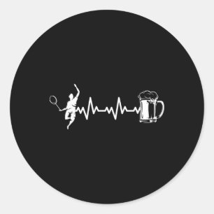 Pegatina Redonda Raqueta del jugador Badminton - Heartbeat Ekg Badm