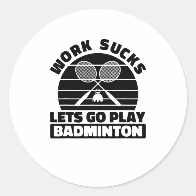 Pegatina Redonda Raqueta del jugador de Badminton - Team Court Racq (Anverso)
