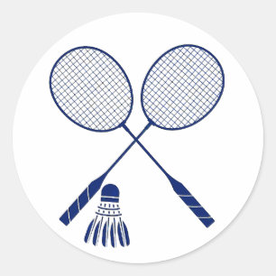 Pegatina Redonda Raquetas de bádminton mínimas Volante de bádminton