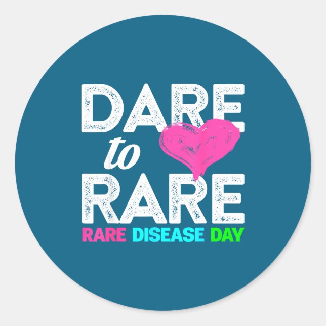 Pegatina Redonda Rare Disease Awareness Shirt - Dare To Rare Diseas (Anverso)