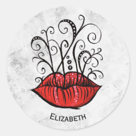 Pegatina Redonda Raro Labios Góticos Tattoo Oddity Name