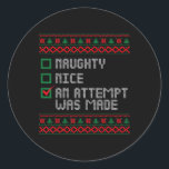 Pegatina Redonda Raro O Bonito Gracioso Un Intento Se Hizo Christma<br><div class="desc">Raro O Bonito Gracioso Un Intento De Navidad</div>