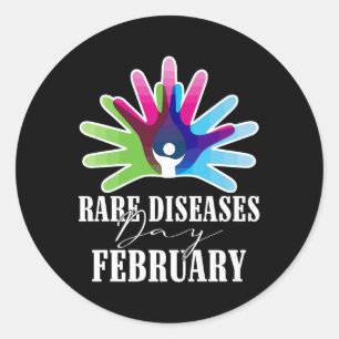 Pegatina Redonda Raros Día de la Enfermedad Febrero Raras Concienci