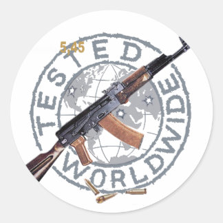 PEGATINA REDONDA RAROS EJÉRCITO RUSO AK-47 KALASHNIKOV MILITAR DE A