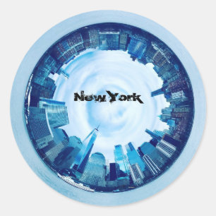 Pegatina Redonda rascacielos de nueva york en una bolsa de tota red