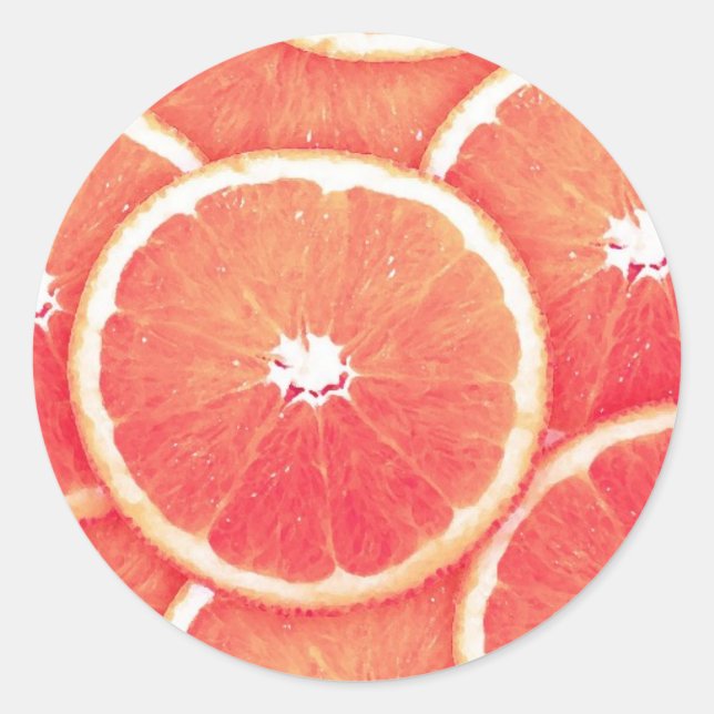 Pegatina Redonda Rasgos de pomelo rosa (Anverso)