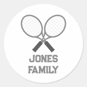 Pegatina Redonda Raspas de tenis y reunión familiar de nombres