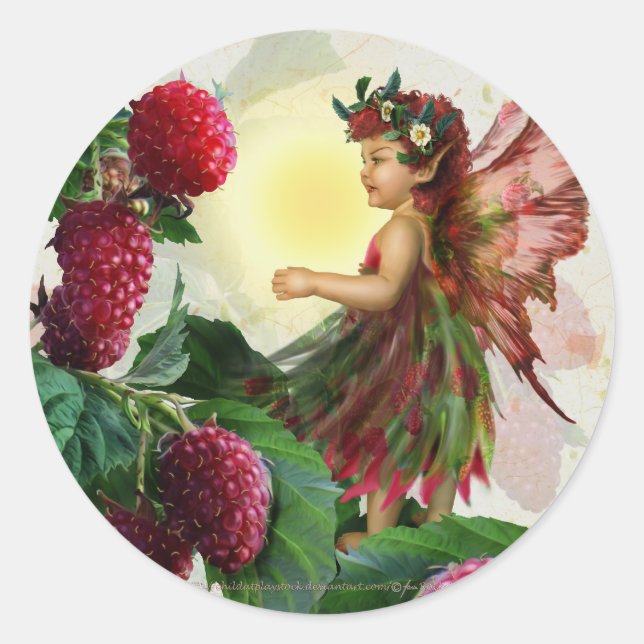 Pegatina Redonda Raspberry (Anverso)