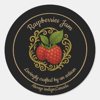 Pegatina Redonda Raspberry Bliss – Artisan Jam Label