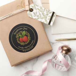Pegatina Redonda Raspberry Bliss – Artisan Jam Label