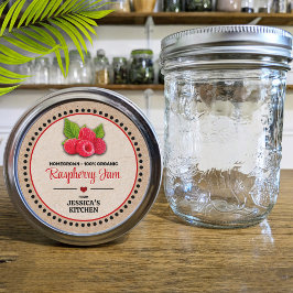 Pegatina Redonda Raspberry Canning Jar Kraft Estilo de papel