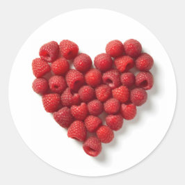 Pegatina Redonda Raspberry Heart