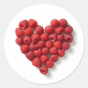 Pegatina Redonda Raspberry Heart