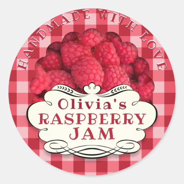 Pegatina Redonda Raspberry Jam (Anverso)