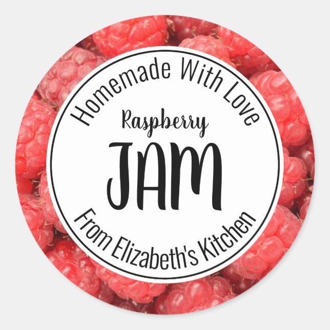 Pegatina Redonda Raspberry Jam (Anverso)