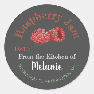 Pegatina Redonda Raspberry Jam Chalk Art Canning Jar Lid