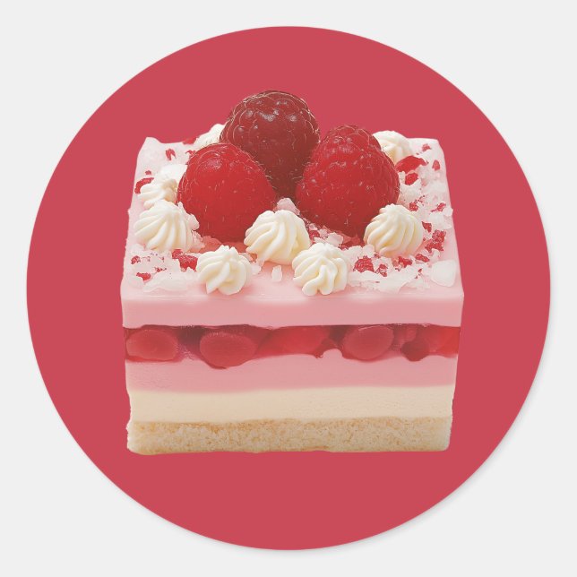Pegatina Redonda Raspberry Mousse Cake (Anverso)