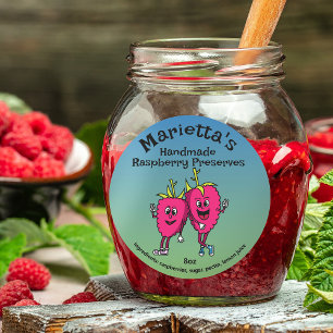 Pegatina Redonda Raspberry Pals Funny Personalizado Jam Pie y más