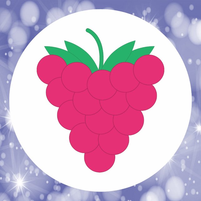 Pegatina Redonda Raspberry Pink Fruit Berry (A sticker with a graphic of a raspberry.)