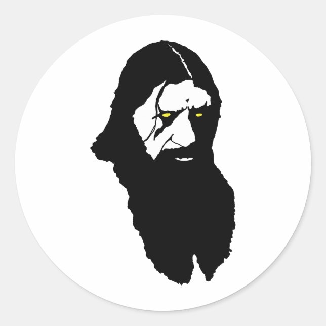 Pegatina Redonda Rasputin - Negro (Anverso)